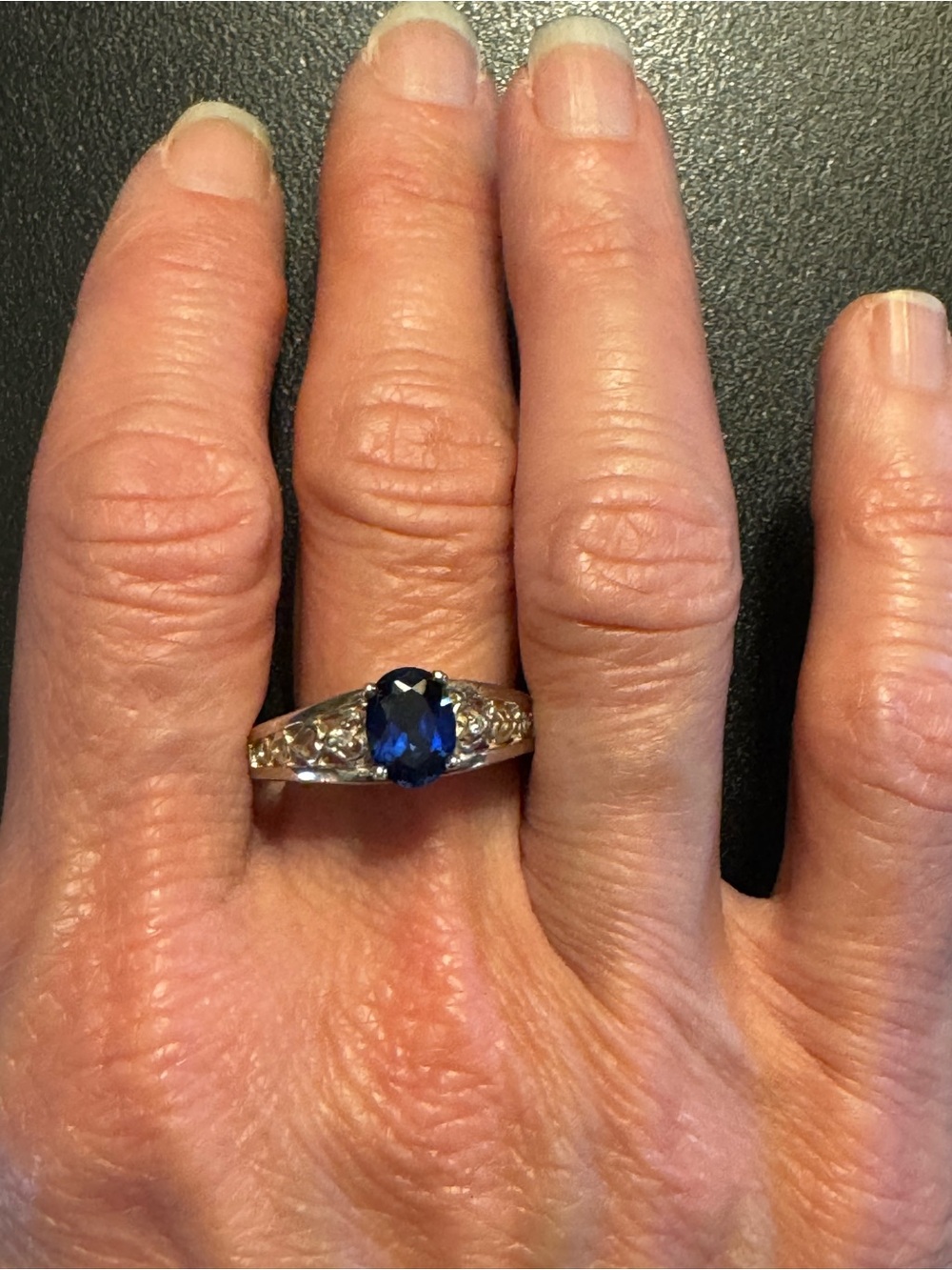 Sterling Silver Blue Sapphire Filigree Ring Size 8.75 - Picture 8 of 8